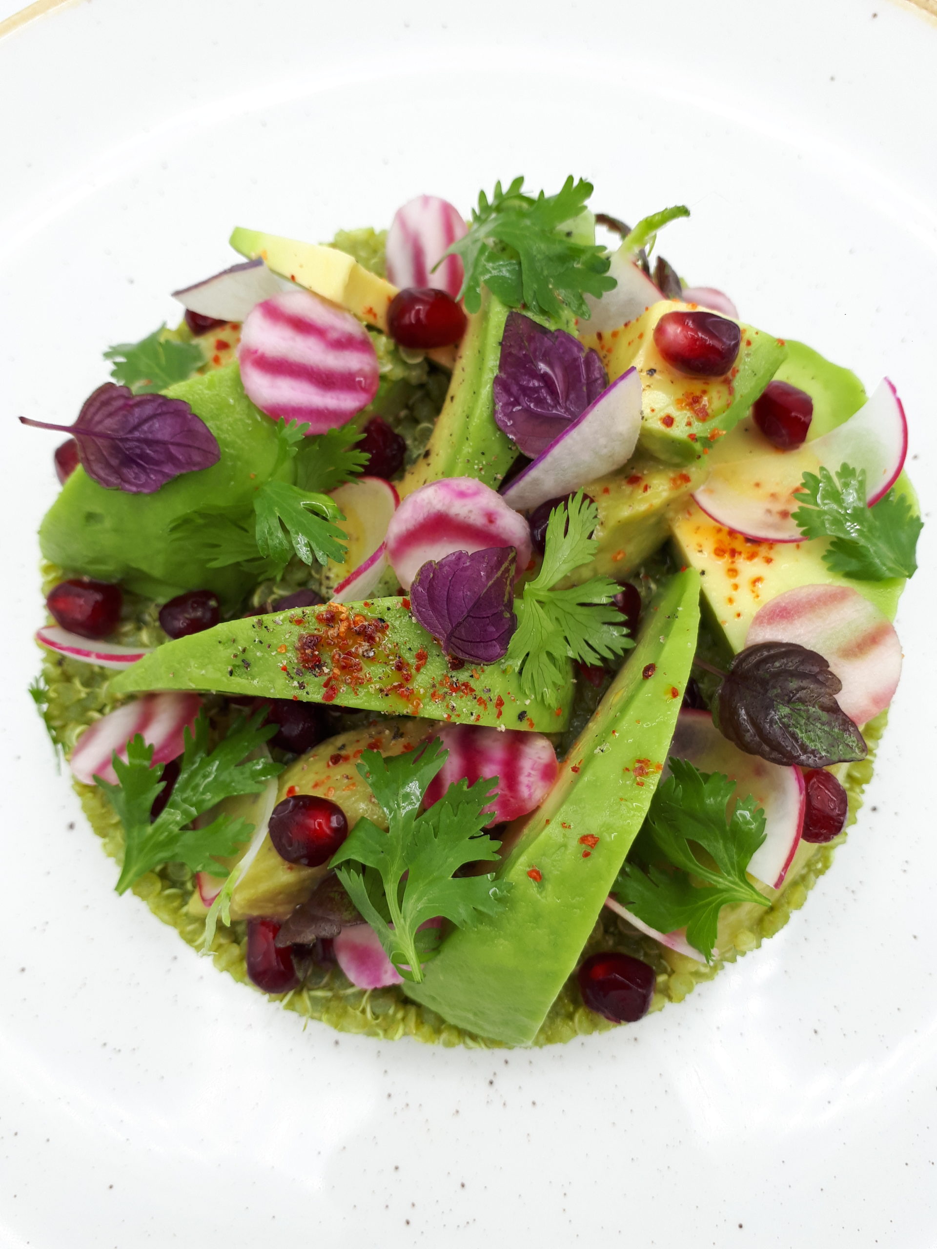Quinoa et avocats, un plat végétarien servi à La Rotonde, la brasserie du Negresco à Nice, par la cheffe étoilée Virginie Basselot. (NEGRESCO)