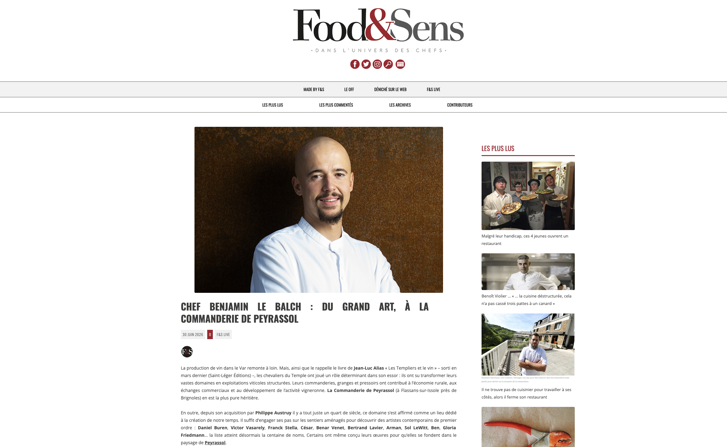 phoPortrait de Benjamin Le Balch dans "Food & Sens"to Portrait de Benjamin Le Balch dans "Food & Sens"
